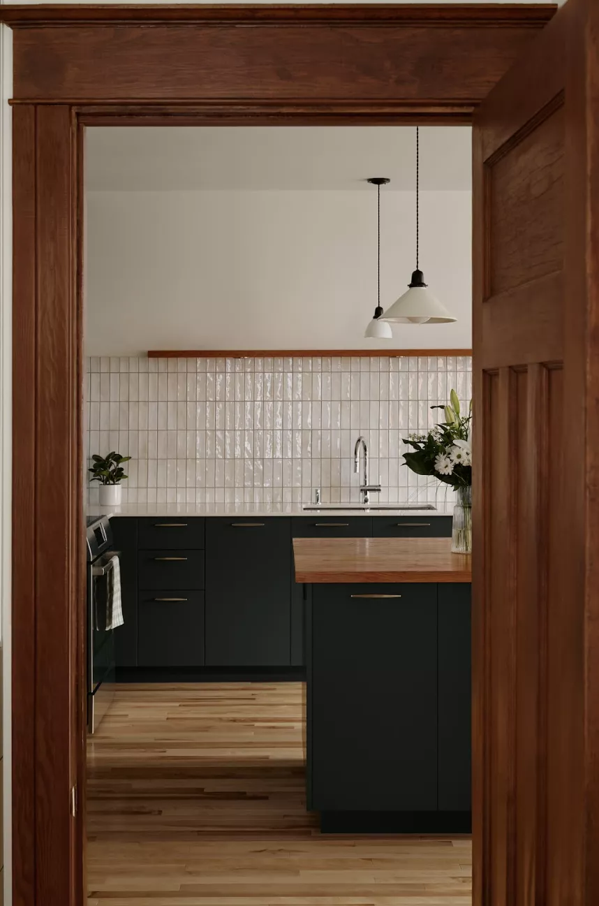cuisine verte rénovation, cachet, montreal, renovation maison Villeray