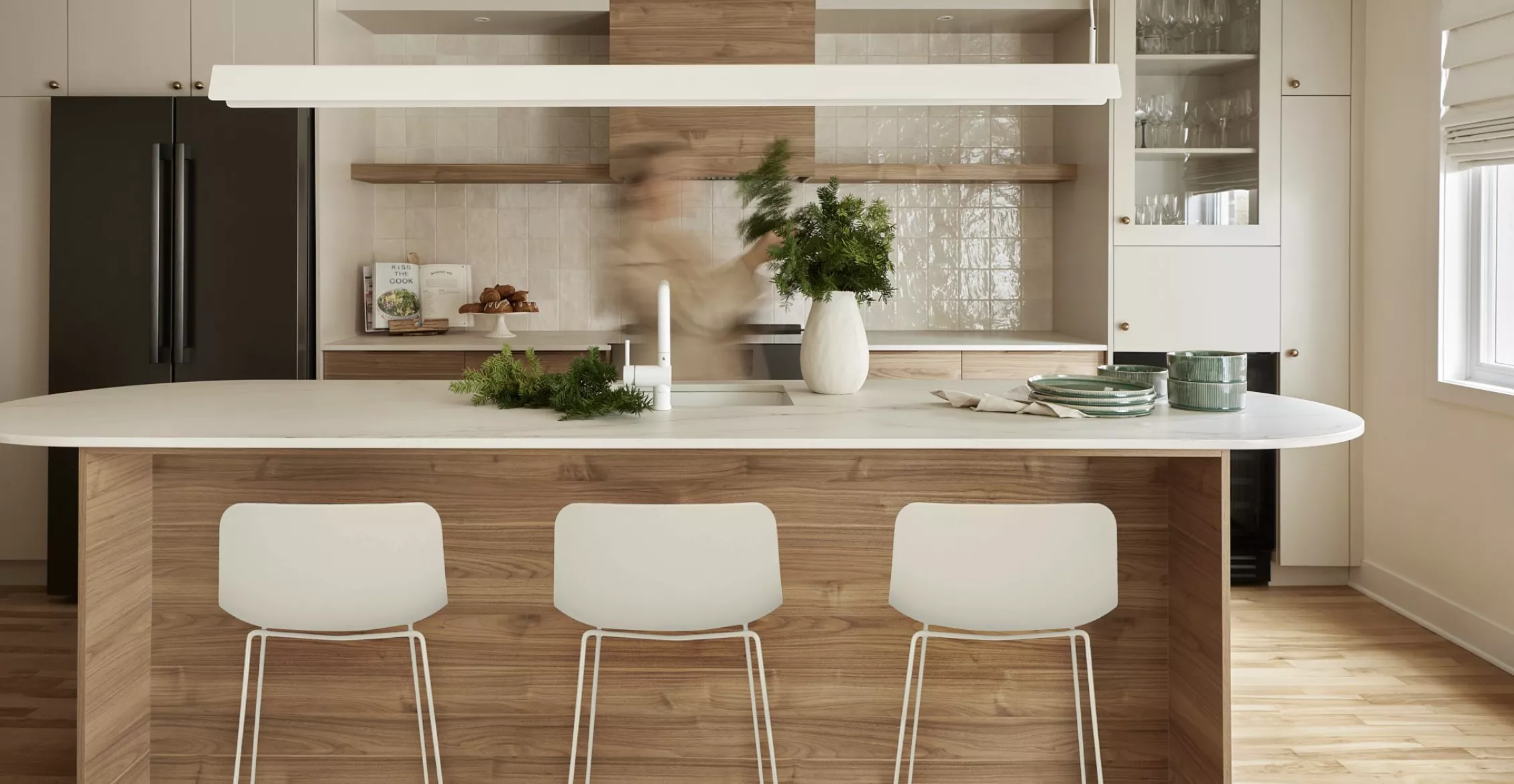 cuisine avec ilot courbe montreal, renovation, plex, sur mesure