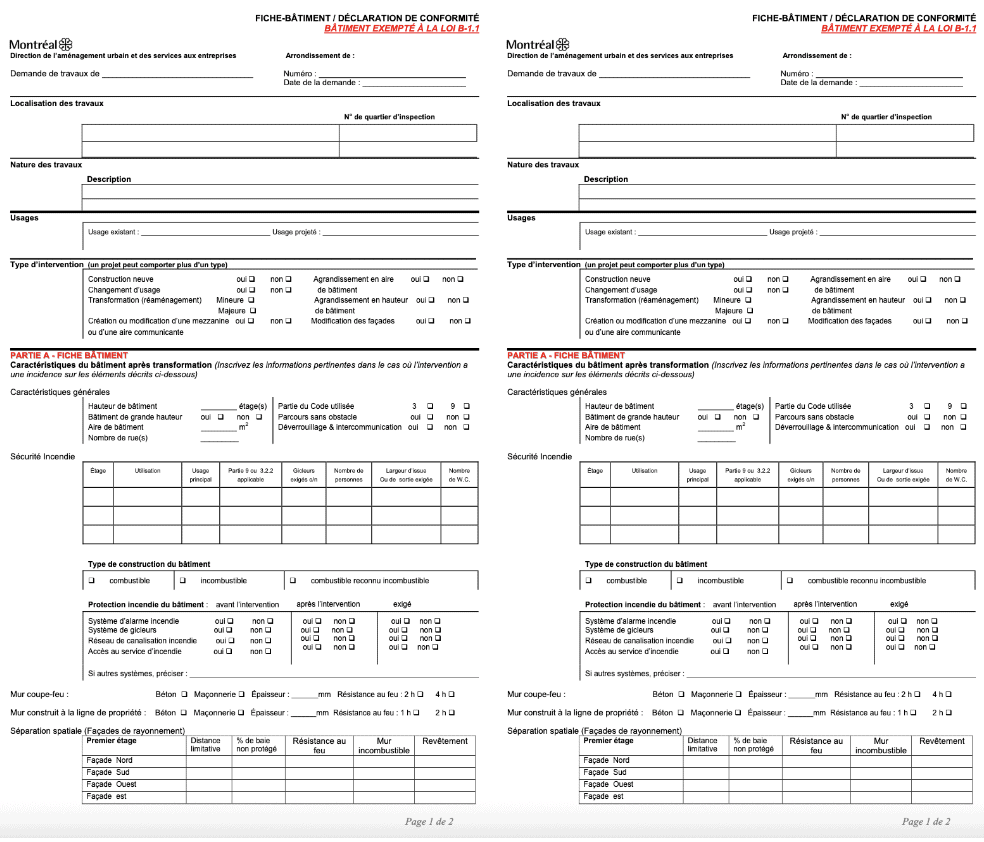 Fiche du bâtiment Ville de Montréal building sheet montreal